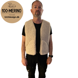  "KIM" Beige ULD vest, med lynls og lommer til VOKSNE 