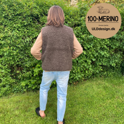 "KIM" Brun ULD vest, med lynls og lommer til VOKSNE 