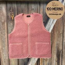 "LIV" gammel rosa ULD vest, med lynl�s og lommer til VOKSNE 