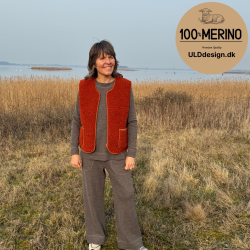  "LIV" br�ndt orange ULD vest, med lynl�s og lommer til VOKSNE 