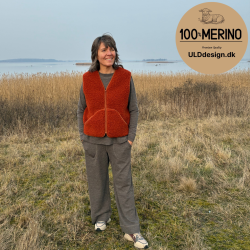  "KIM" br�ndt orange ULD vest, med lynl�s og lommer til VOKSNE 