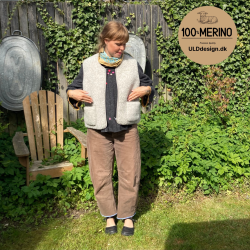 "LIV" Lysegr ULD vest, med lynls og lommer til VOKSNE 