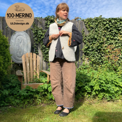  "SOL" lysegr ULD vest med knapper til VOKSNE