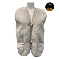 "Hygge" Lysegrå ULD vest med knapper og lommer, til VOKSNE