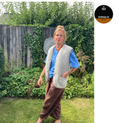 "Hygge" Lysegrå ULD vest med knapper og lommer, til VOKSNE