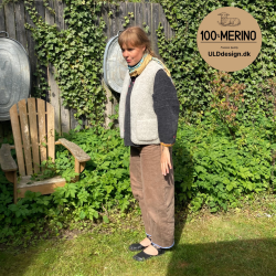 "LIV" Lysegr ULD vest, med lynls og lommer til VOKSNE 