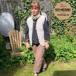 "Hygge" Lysegrå ULD vest med knapper og lommer, til VOKSNE