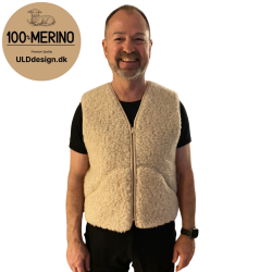  "KIM" Beige ULD vest, med lynls og lommer til VOKSNE 