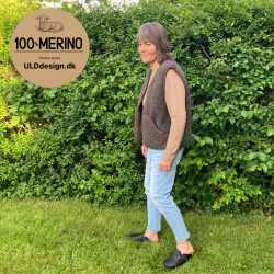 "KIM" Brun ULD vest, med lynls og lommer til VOKSNE 