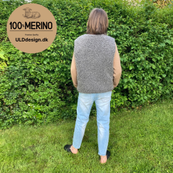 "KIM" Mrkegr ULD vest,  med lynls og lommer til VOKSNE 