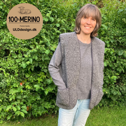  "ALFIE" Mrkegr ULD vest med lommer til VOKSNE 