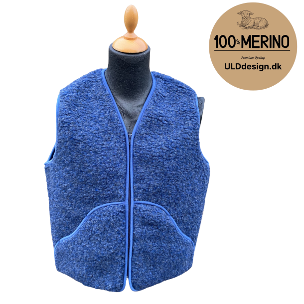 "KIM" Bl ULD vest, med lynls og lommer til VOKSNE 