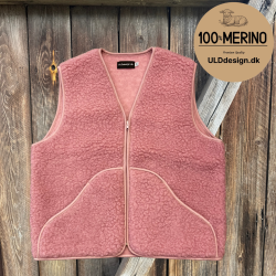 "KIM" gammel rosa ULD vest, med lynl�s og lommer til VOKSNE 