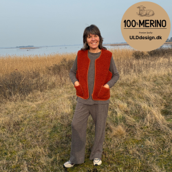  "LIV" br�ndt orange ULD vest, med lynl�s og lommer til VOKSNE 