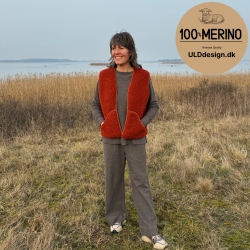  "KIM" br�ndt orange ULD vest, med lynl�s og lommer til VOKSNE 