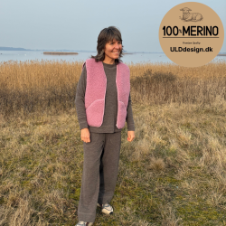 "KIM" gammel rosa ULD vest, med lynl�s og lommer til VOKSNE 