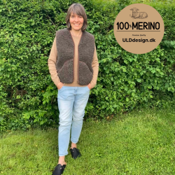 "KIM" Brun ULD vest, med lynls og lommer til VOKSNE 