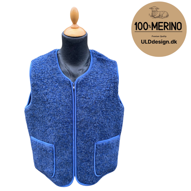 "LIV" Bl ULD vest, med lynls og lommer til VOKSNE 