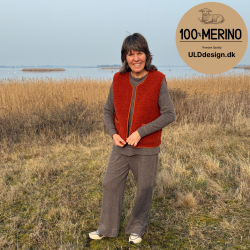  "LIV" br�ndt orange ULD vest, med lynl�s og lommer til VOKSNE 