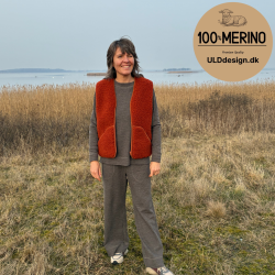  "KIM" br�ndt orange ULD vest, med lynl�s og lommer til VOKSNE 