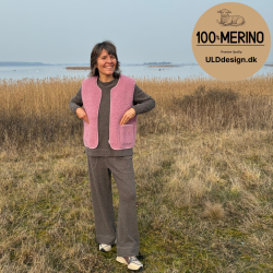 "LIV" gammel rosa ULD vest, med lynl�s og lommer til VOKSNE 