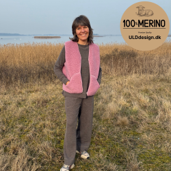 "KIM" gammel rosa ULD vest, med lynl�s og lommer til VOKSNE 