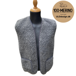  "ALFIE" Mrkegr ULD vest med lommer til VOKSNE 