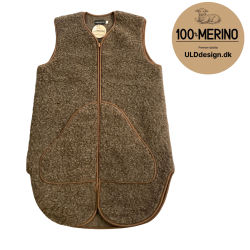  "Lange Lise" Brun lang ULD vest med lynl�s og lommer 