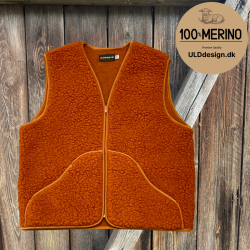  "KIM" br�ndt orange ULD vest, med lynl�s og lommer til VOKSNE 