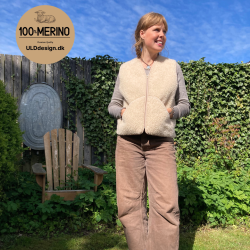  "KIM" Beige ULD vest, med lynls og lommer til VOKSNE 