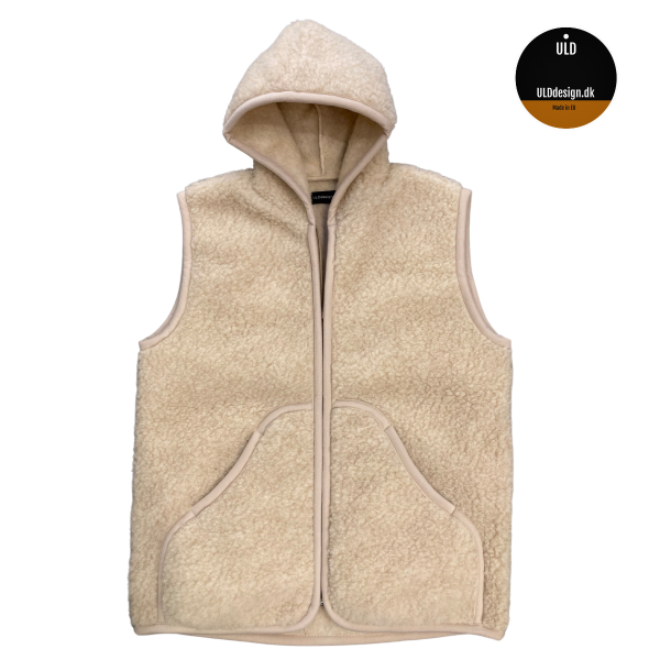  "Evig" Voksen - Beige ULD hoodie med htte, lommer og lynls 