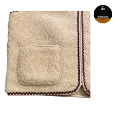 "LIV" Beige ULD vest, med brunt zig zak bnd, og med lynls og lommer til VOKSNE 