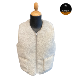 "LIV" Lysegr ULD vest, med lynls og lommer til VOKSNE 