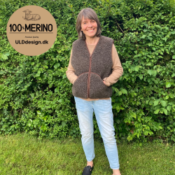 "KIM" Brun ULD vest, med lynls og lommer til VOKSNE 