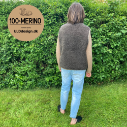 "LIV" Brun ULD vest, med beige kantbnd, og med lynls og lommer til VOKSNE 