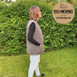  "ALFIE" Mrkegr ULD vest med lommer til VOKSNE 