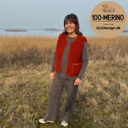  "LIV" br�ndt orange ULD vest, med lynl�s og lommer til VOKSNE 