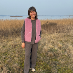 "KIM" gammel rosa ULD vest, med lynl�s og lommer til VOKSNE 