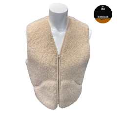  "KIM" Beige ULD vest, med lynls og lommer til VOKSNE 