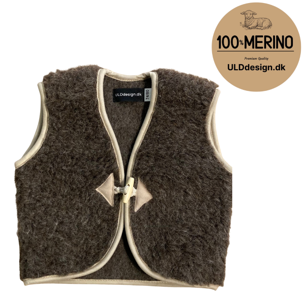 "Hygge" brun ULD vest til børn