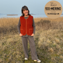  "LIV" br�ndt orange ULD vest, med lynl�s og lommer til VOKSNE 