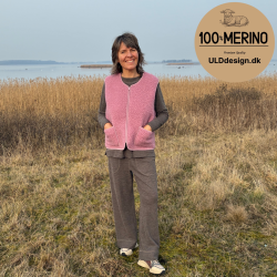 "LIV" gammel rosa ULD vest, med lynl�s og lommer til VOKSNE 
