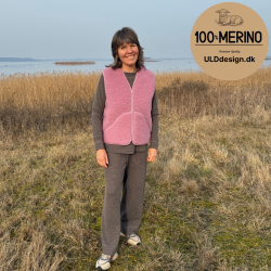 "KIM" gammel rosa ULD vest, med lynl�s og lommer til VOKSNE 
