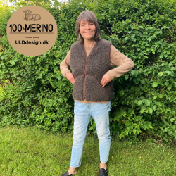 "KIM" Brun ULD vest, med lynls og lommer til VOKSNE 