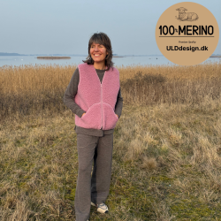 "KIM" gammel rosa ULD vest, med lynl�s og lommer til VOKSNE 