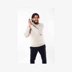 Poul beige sweater i 100% merino