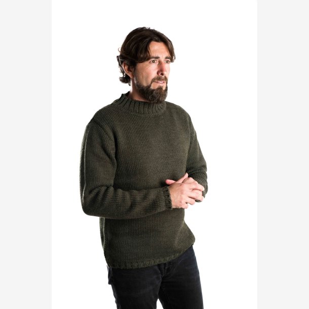 Poul olivengrn sweater i 100% merino