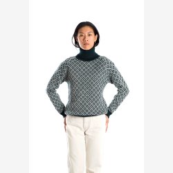 Lila navy sweater i 100% merino, med rullekrave