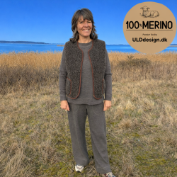 "LIV" Brun ULD vest, med lynl�s og lommer til VOKSNE 