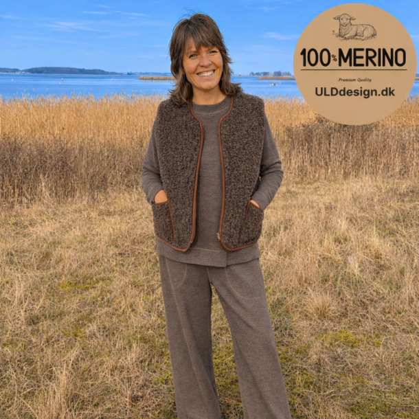 "LIV" Brun ULD vest, med lynl�s og lommer til VOKSNE 